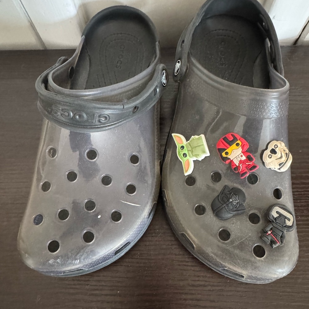 CROCS Gray Water Shoes with Ventilation and Rotating Heel Strap